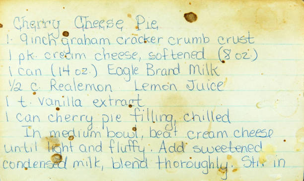 istock Old worn and stained recipe card 1413317242