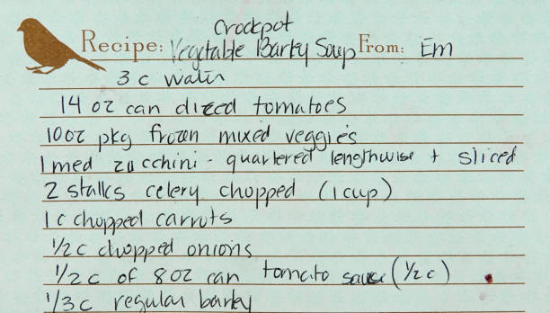 istock Old worn and stained recipe card 1413317244