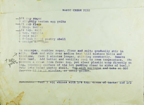 istock Old worn and stained recipe card 1413317247