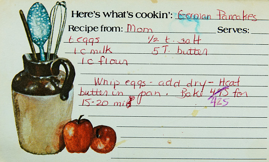 Old worn and stained recipe card