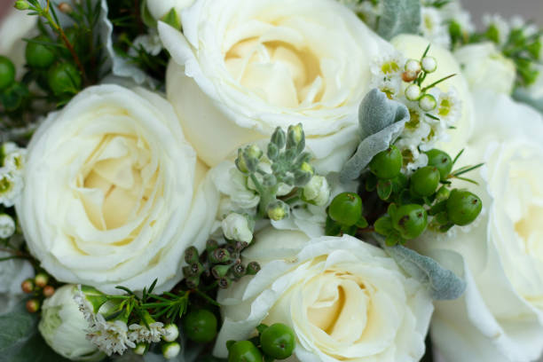 istock Elegant white wedding bouquet, close-up 1413320074