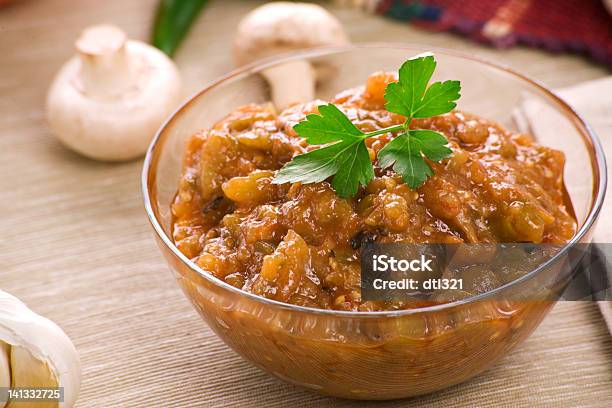 Bulgarian National Dish Kiopoolu With Roasted Aubergine Garlic And Peppers Stock Photo - Download Image Now