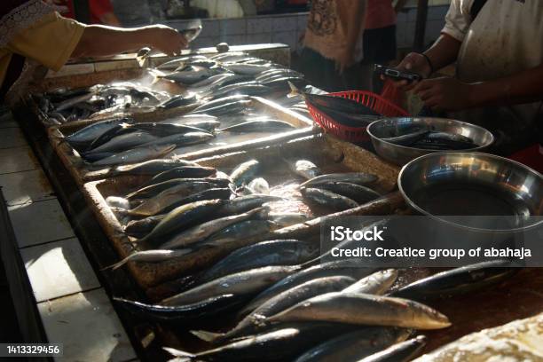 Freshly Caught Fish At Pasar Baru Market In Jambi Indonesia Stock Photo - Download Image Now
