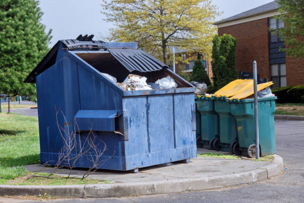 Garbage bin near apartment building