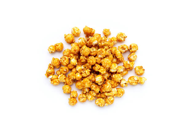 istock Honey caramel popcorn on white background. 1413330950