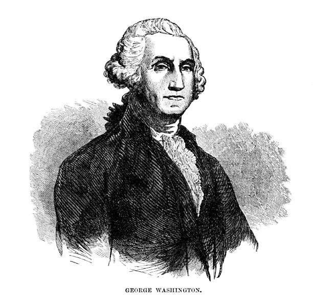 ilustrações, clipart, desenhos animados e ícones de george washington portrait, 1º presidente dos estados unidos, guerra revolucionária, pai fundador - american presidents