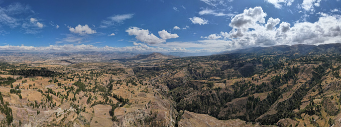 Panoramic view of the mountainous landscape of Ayacucho. Peru. 360 view