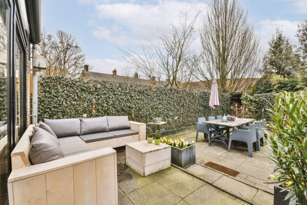 istock Neat patio with sitting area 1413337152
