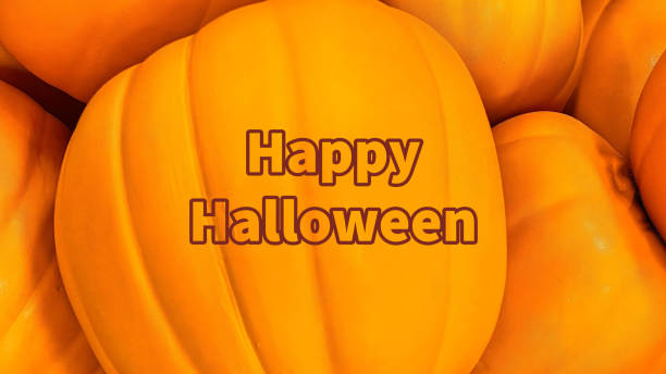 istock Happy Halloween Graphic with Pumpkins 1413342136