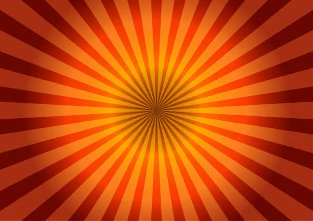 Vector illustration of Abstract of sunburst or sunbeams orange gradient color blank background. Empty retro vintage style backdrop in square format.