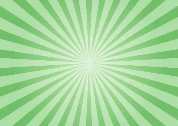 Vector illustration of Abstract of sunburst or sunbeams green gradient color blank background. Empty retro vintage style backdrop in square format.