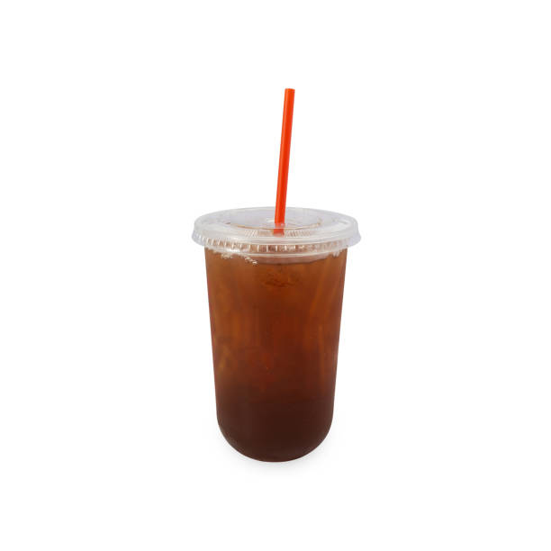 istock Ice tea in clear plastic glass isolated on white background with clipping path 1413351755