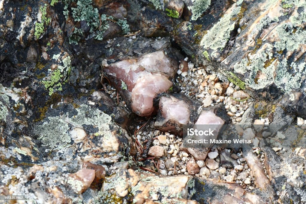 Mineral Marvels Hiking Close-Up Mineral Inclusion Stock Photo