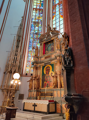 Wroclaw, Poland - April 17, 2022: Interior of the Holy Sacrament Chapel Wroclaw in Wroclaw, Poland