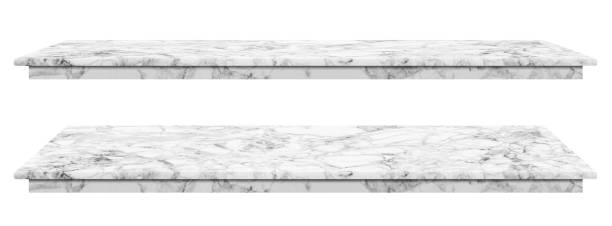 istock Marble table, counter top white surface, Stone slab for display products isolated on white background have clipping path 1413367669