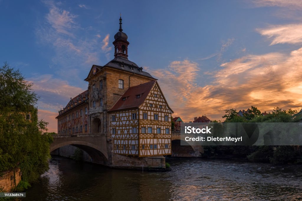 Old half timbered townhall in Bamberg, Germany Bamberg, Bavaria, Europe, Franconia, Germany Upper Franconia Stock Photo