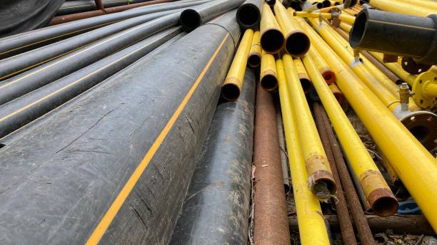 istock Building materials, yellow pipeline valve 1413368793