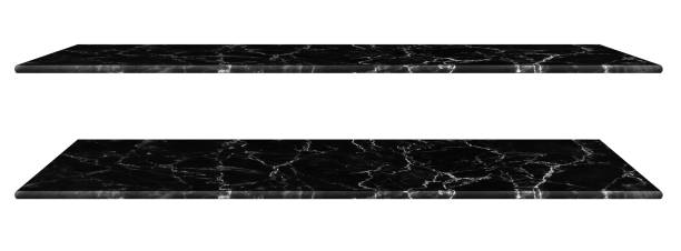 istock Marble table, counter top Black surface, Stone slab for display products isolated on white background have clipping path 1413371860
