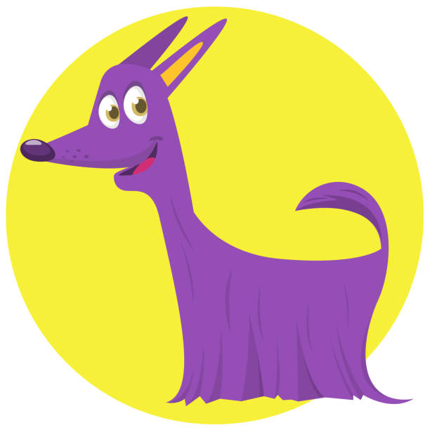 Cute cartoon funny dog. Vector illustration Furry and funny purebred doggy cartoon. Vector illustration or icon. Afghan hound dog cartoon basset hound walking stock illustrations