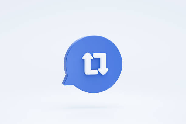 Retweet social media notification sign or symbol icon 3d rendering