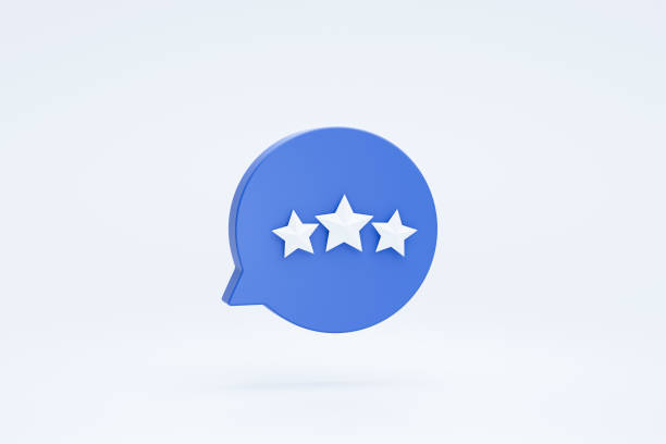istock Three star rating customer review feedback sign or symbol icon 3d rendering 1413372162