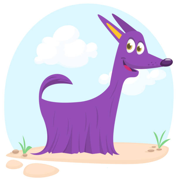 Cute cartoon funny dog. Vector illustration Furry and funny purebred doggy cartoon. Vector illustration or icon. Afghan hound dog cartoon basset hound walking stock illustrations