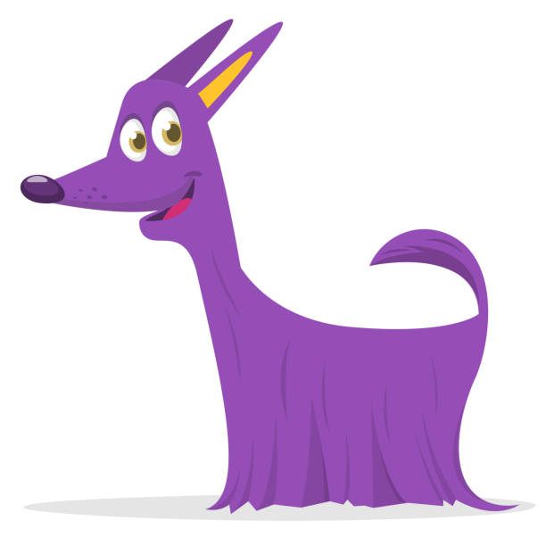 Cute cartoon funny dog. Vector illustration Furry and funny purebred doggy cartoon. Vector illustration or icon. Afghan hound dog cartoon basset hound walking stock illustrations