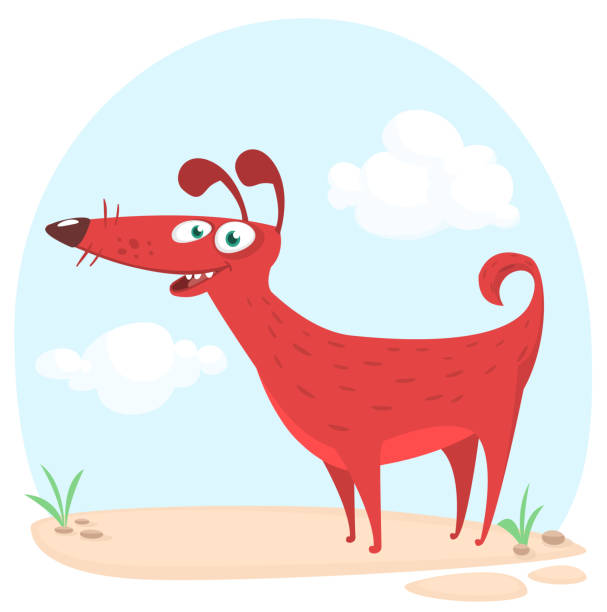 Cute cartoon funny dog. Vector illustration Cartoon pretty afghan dog. Vector illustration cartoon basset hound walking stock illustrations