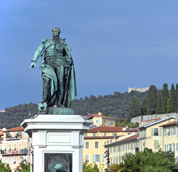 statua ad andré massena, maresciallo di francia a nizza - city of nice france massena city foto e immagini stock