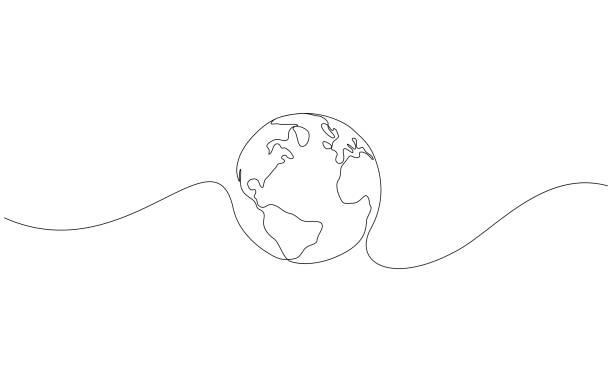 One line style world. Simple modern minimaistic style vector. One line style world. Simple modern minimaistic style vector earth stock illustrations