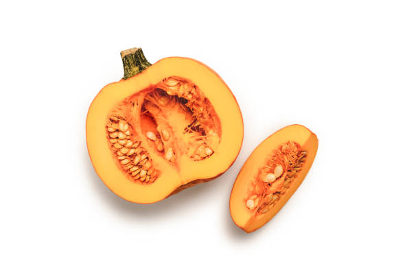 istock Half and slice of orange pumpkin on a white background. Isolated object 1413381918