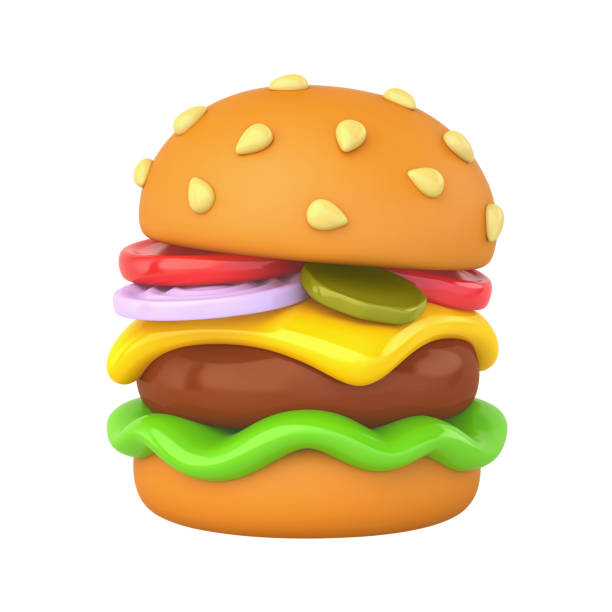 istock Cartoon burger on white background. Clipping path included 1413384090