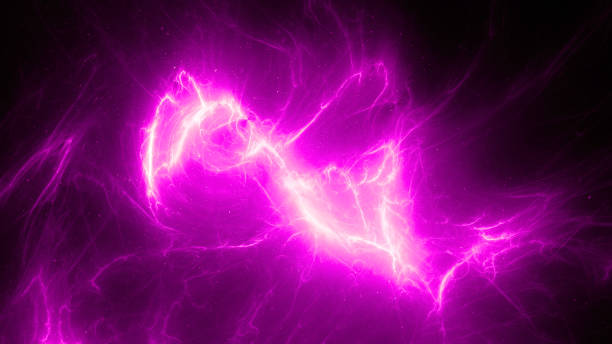 istock Pink glowing high energy plasma energy field in space 1413387891