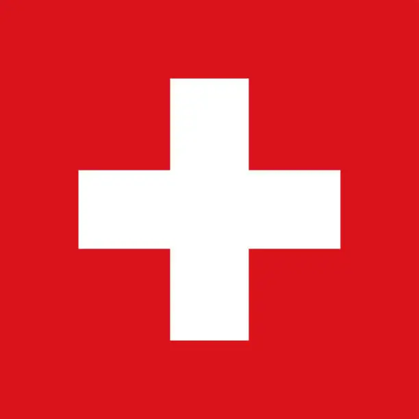 Vector illustration of Switzerland flag. Red flag with a white cross in the center.