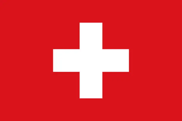 Vector illustration of Switzerland flag. Red flag with a white cross in the center.