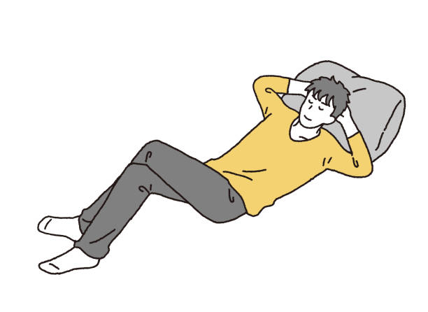 istock Illustration of a man relaxing and taking a nap 1413389366