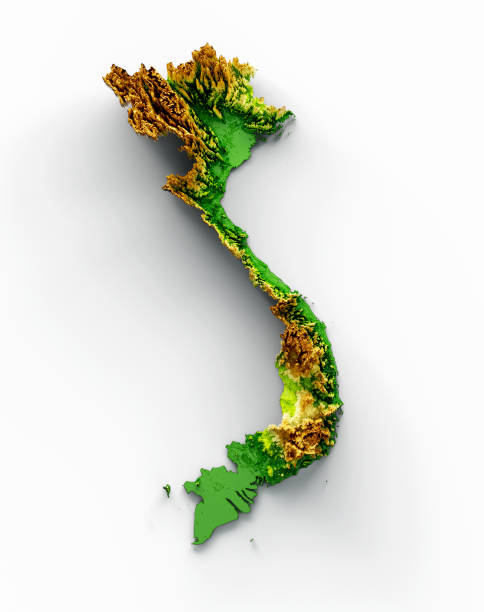 istock Vietnam Map Shaded relief Color Height map on white Background 3d illustration 1413391920