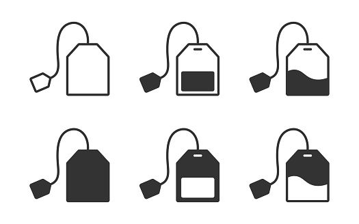 Tea bag icons set. Teabag icon. Vector illustration