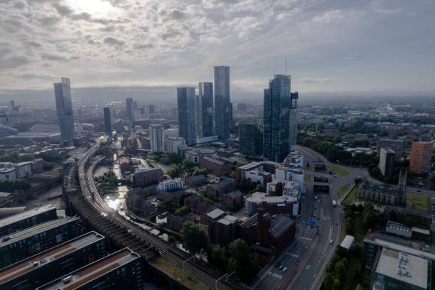 istock Manchester City Centre Drone Aerial View Above Building Work Skyline Construction Blue Sky Summer Beetham Tower Apartments Estate Agent 1413395303