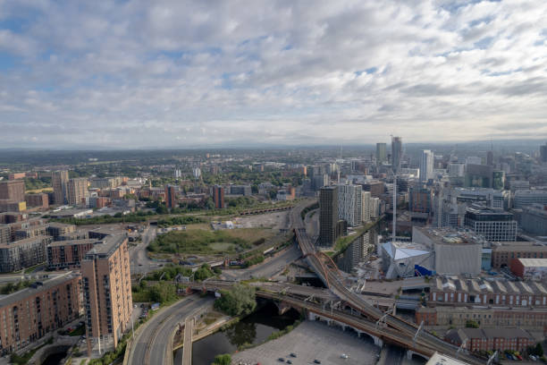 istock Manchester City Centre Drone Aerial View Above Building Work Skyline Construction Blue Sky Summer Beetham Tower Apartments Estate Agent 1413395308