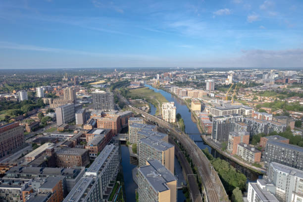 istock Manchester City Centre Drone Aerial View Above Building Work Skyline Construction Blue Sky Summer Beetham Tower Apartments Estate Agent 1413395319