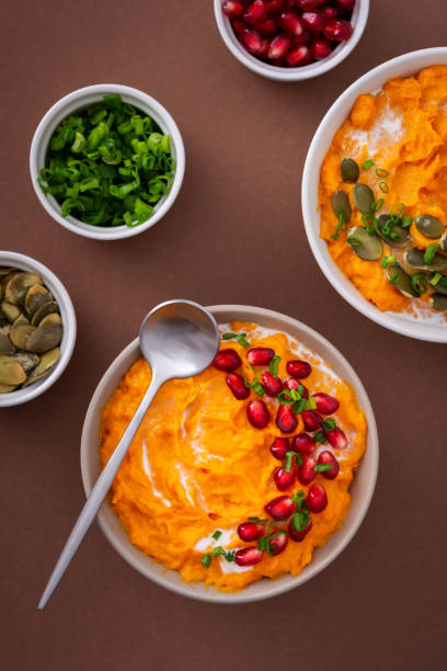 istock Pumpkin puree of butternut squash in bowls 1413396629