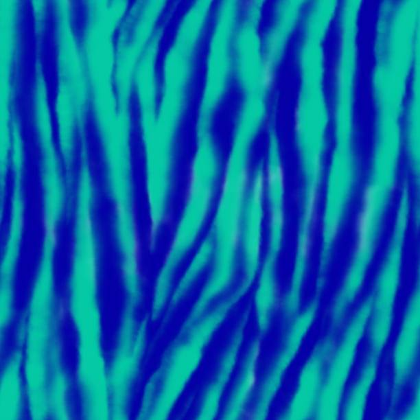 istock Watercolor zebra pattern. Blue and green blurred animal print stripes 1413399364