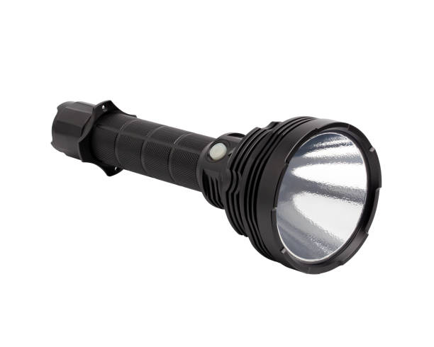 istock High-powered flashlight body made of aluminum  isolated on white background. With clipping path. 1413400338