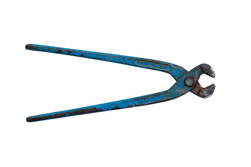 Old pliers isolated on white background. With clipping path.