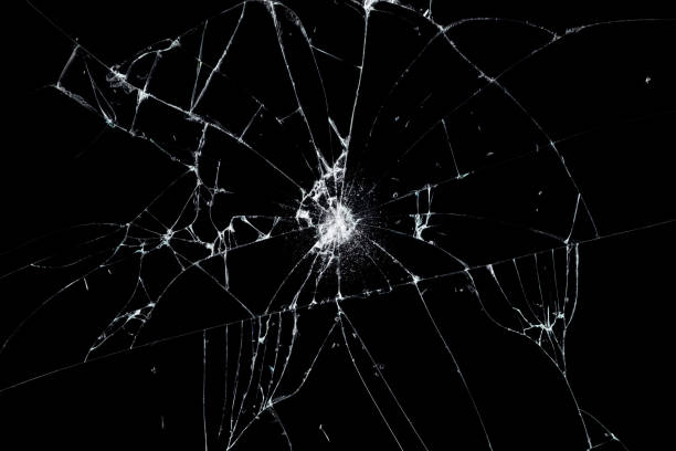 istock Texture broken glass with cracks, Abstract of cracked screen Smartphone from shock. 1413400373