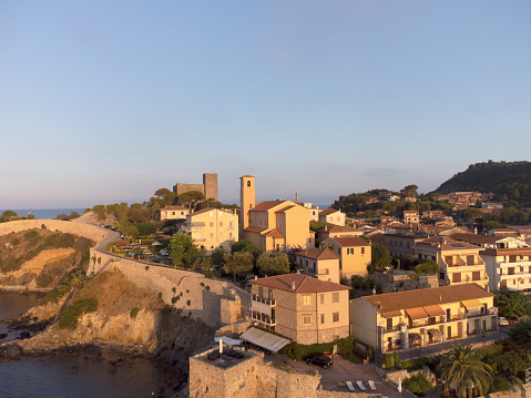 Aerial view of The old village of Talamone, Tuscany, Italy