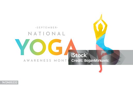 istock National Yoga Awareness Month card, September. Vector 1413405232