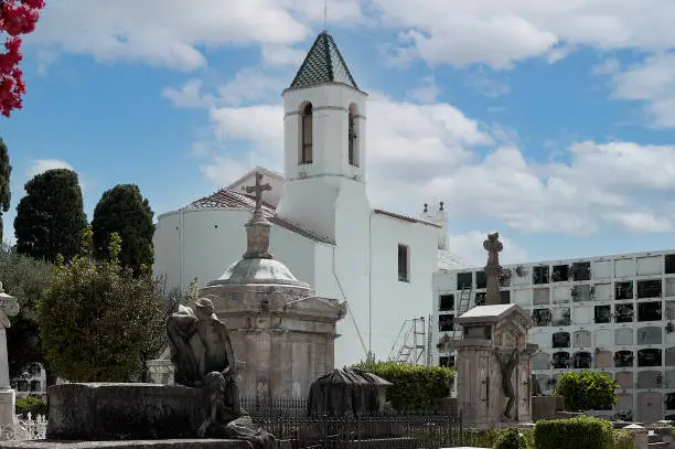 Photo of Partial view of the Sitges cemetery with its chapel of San Sebastian