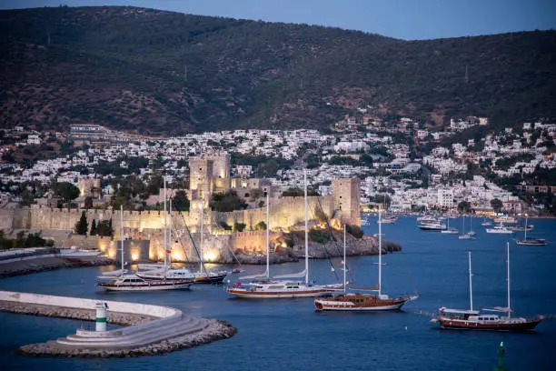 Photo of Bodrum harbor and Castle of St. Peter after sunset